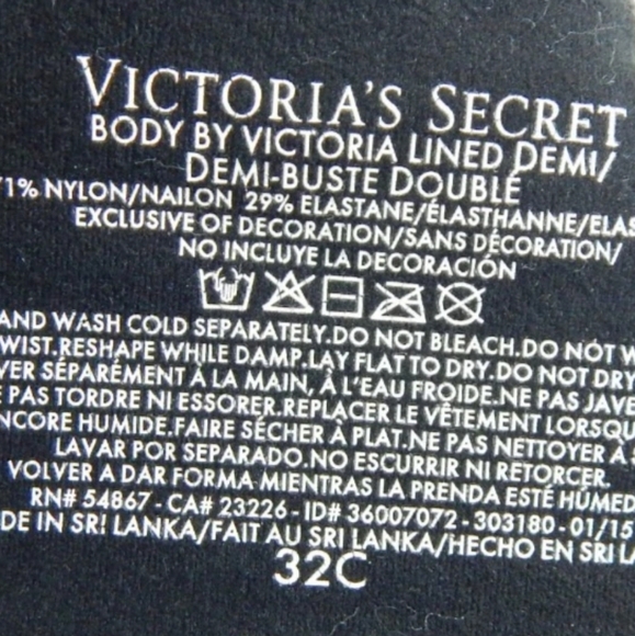 Victoria's Secret Lined Demi Bra Black - Picture 2 of 2